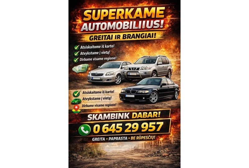 Greitai parduokite automobilį už sąžiningą kainą