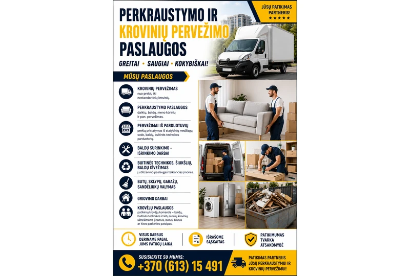 Patyr? vež?jai J?s? kroviniams||Kraustymas be r?pes?i? su patyrusiais||Ilgamet? patirtis krovini? gabenime