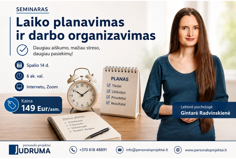 Laiko planavimo seminaras – dirbk produktyviau be streso