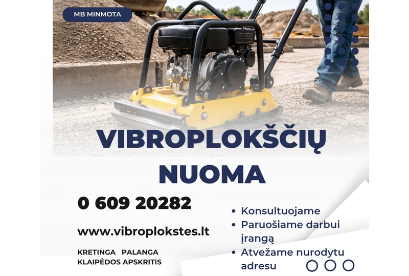 Vibroplokš?i? nuoma – grunto dangai greitai||Grunto tankintuv? nuoma už konkurencing? kain?||Vibroplokšt?s nuomai: pristatymas ? viet?||Profesionali vibroplokš?i? nuoma ir remontas||Sutankinkite grunt? – nuoma visai Klaip?dai
