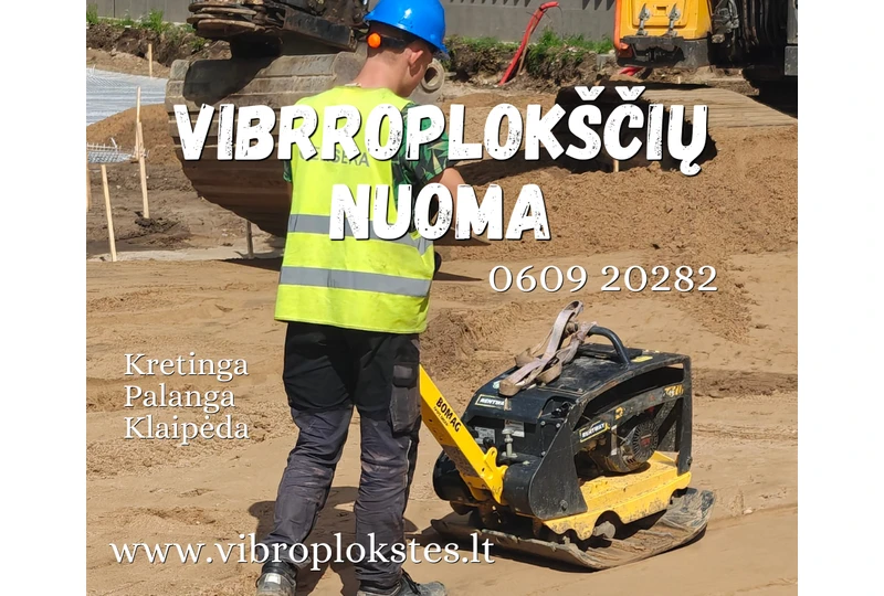 Vibroplokš?i? nuoma – greitai, patikimai ir pigiai||Grunto tankinimas be vargo – nuoma ir pristatymas||Vibroplokštes nuomai – paruoštos darbui, visai Klaip?dai||Sutvarkykite kiem? su vibroplokšte – skambinkite dabar||Vibroplokš?i? nuoma ir remontas – konkurencingos kainos